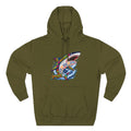 Shark Graphic Hoodie — Colorful Tribal Surf Shark Fleece Pullover