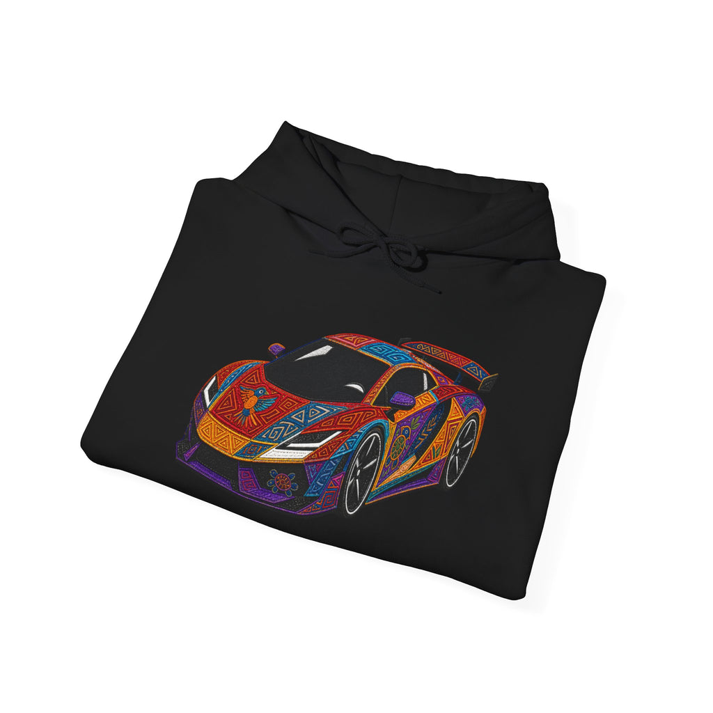 Racing Supercar Hoodie - Vibrant Retro Sports Car Graphic