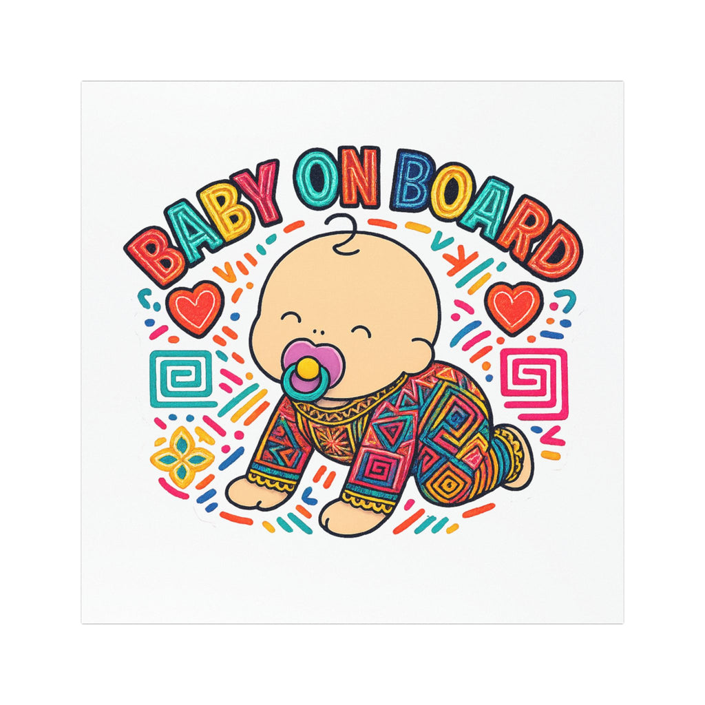 Baby On Board Car Magnet — Colorful Cute Baby Design