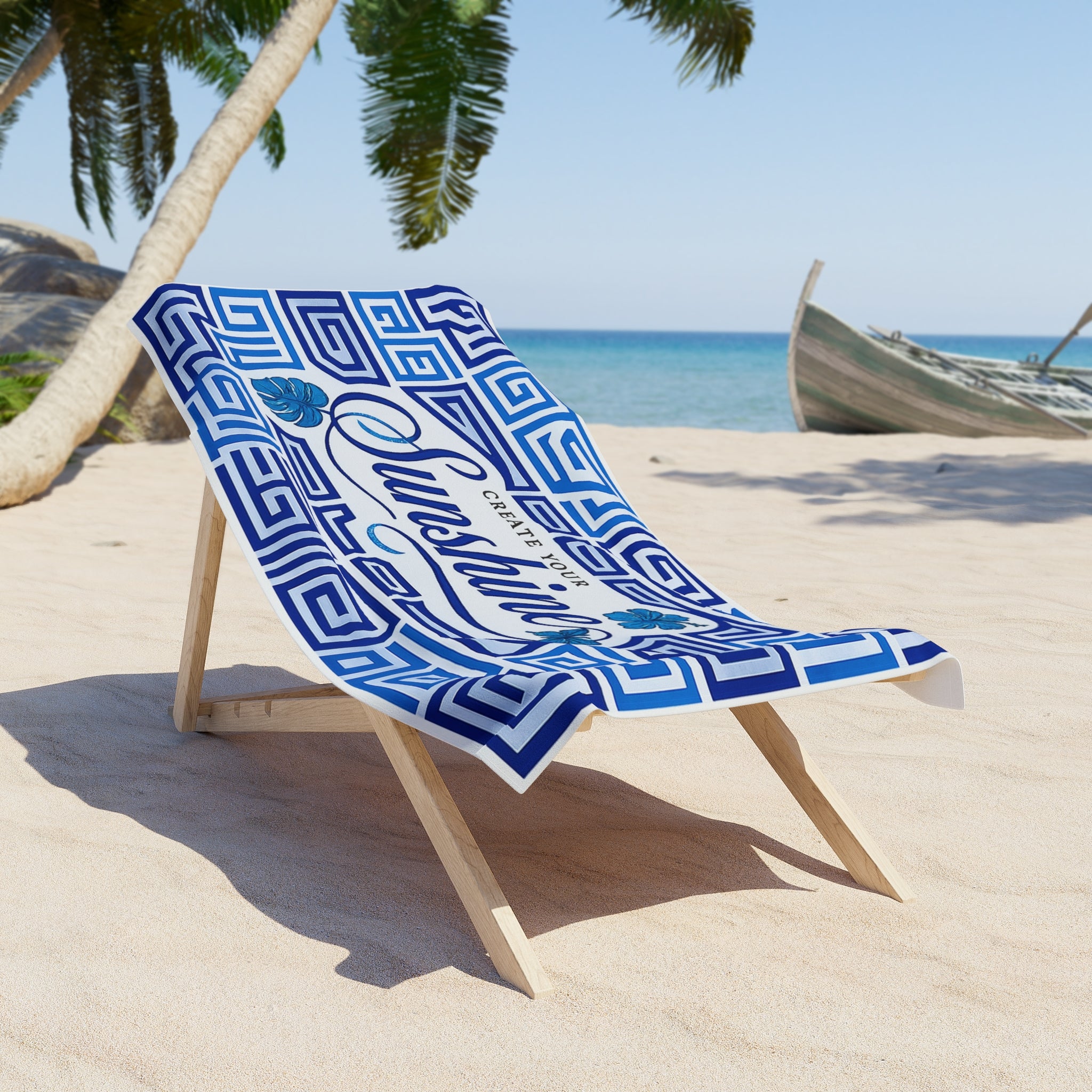Create Your Sunshine Beach Towel — Blue Tropical Cotton Beach Towel