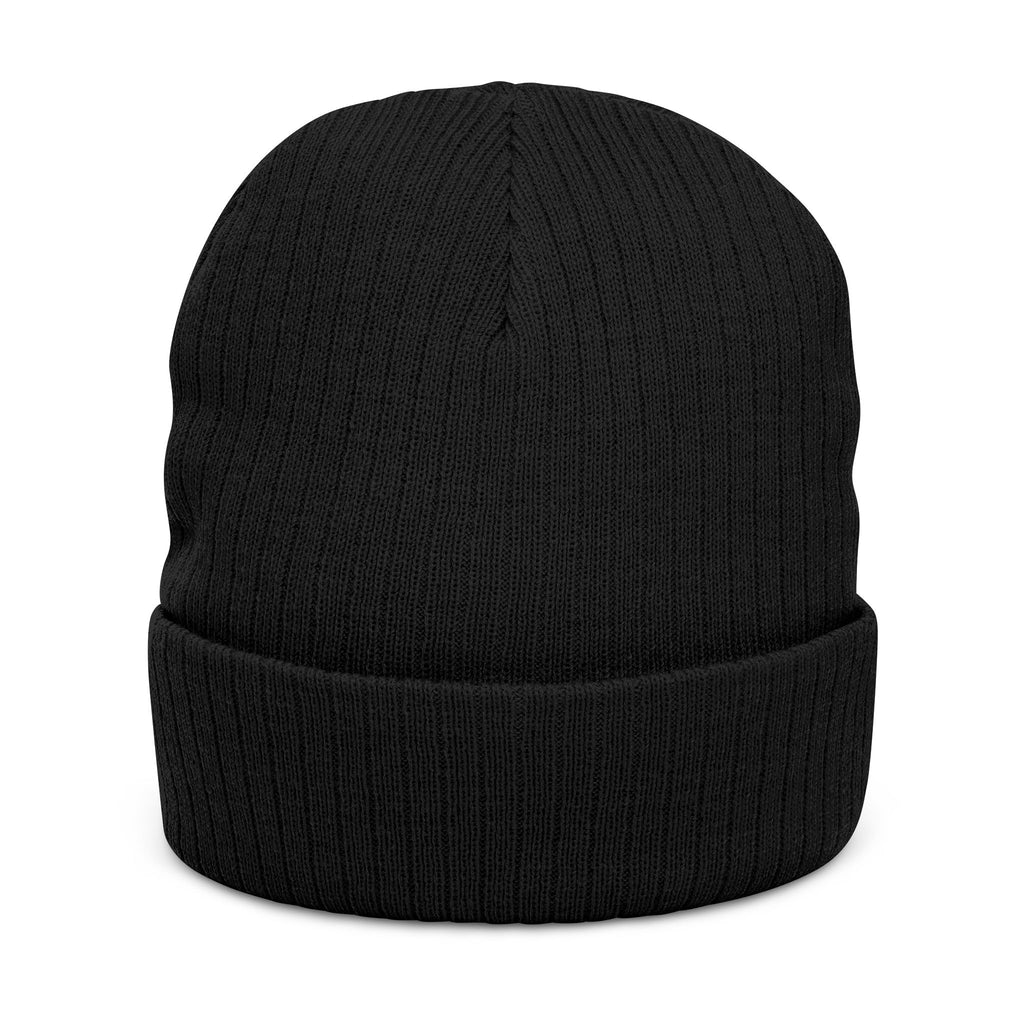 Embroidered 'Love & Peace' Ribbed Knit Beanie — Colorful Retro Heart Design