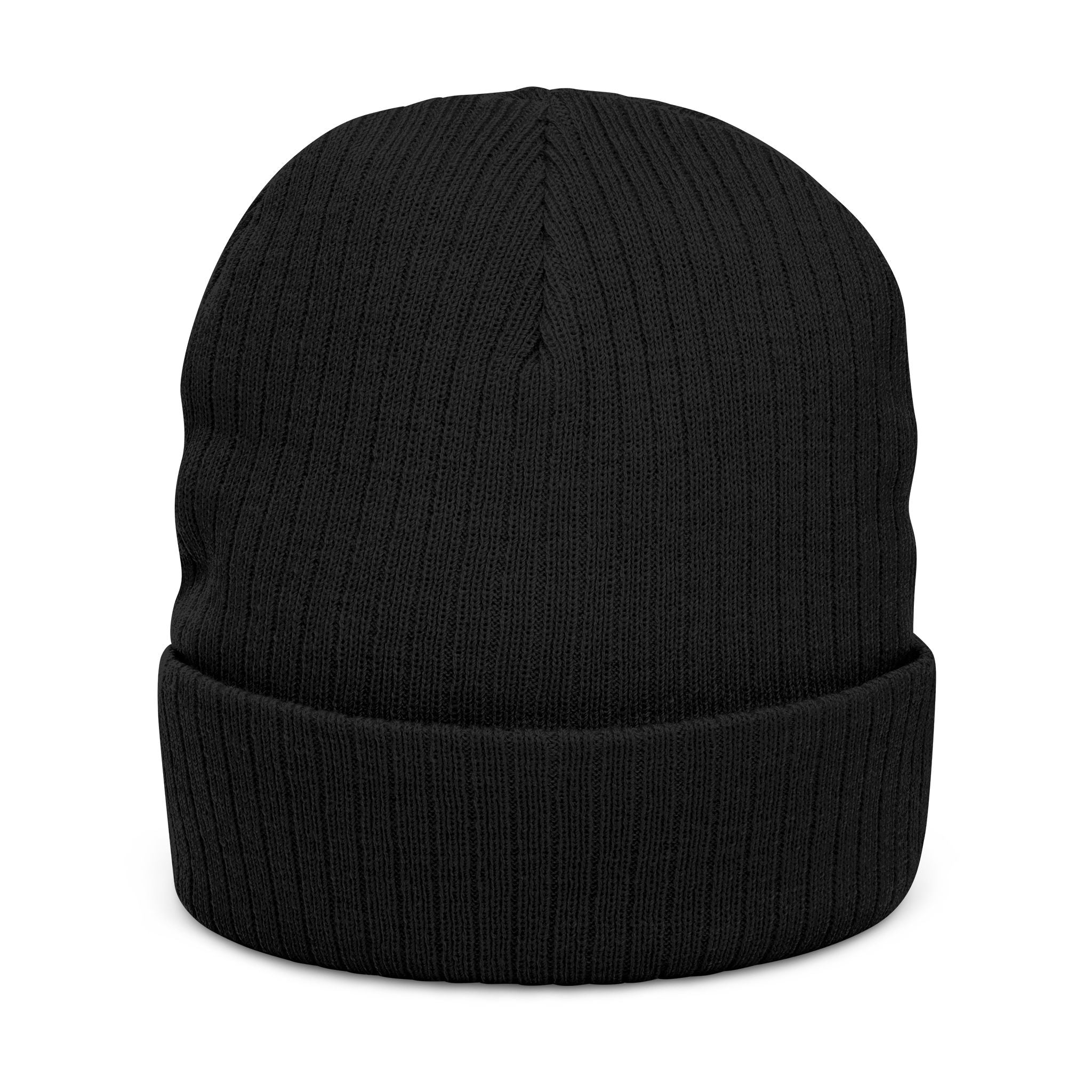 Embroidered 'Love & Peace' Ribbed Knit Beanie — Colorful Retro Heart Design