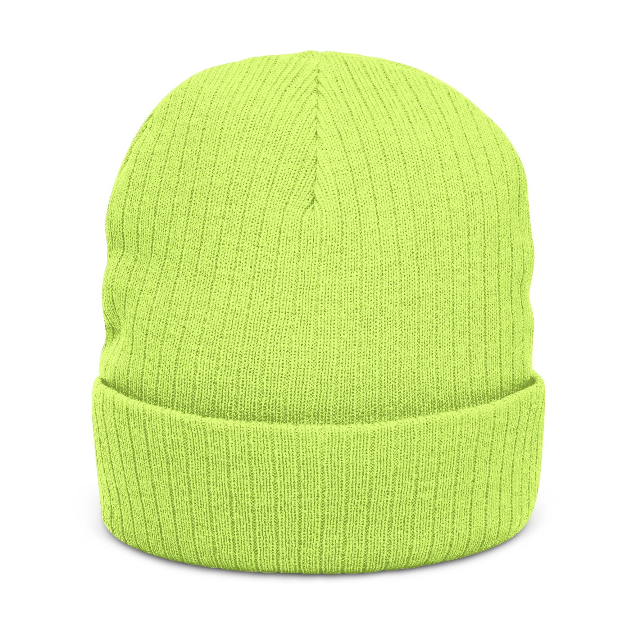 Embroidered 'Love & Peace' Ribbed Knit Beanie — Colorful Retro Heart Design