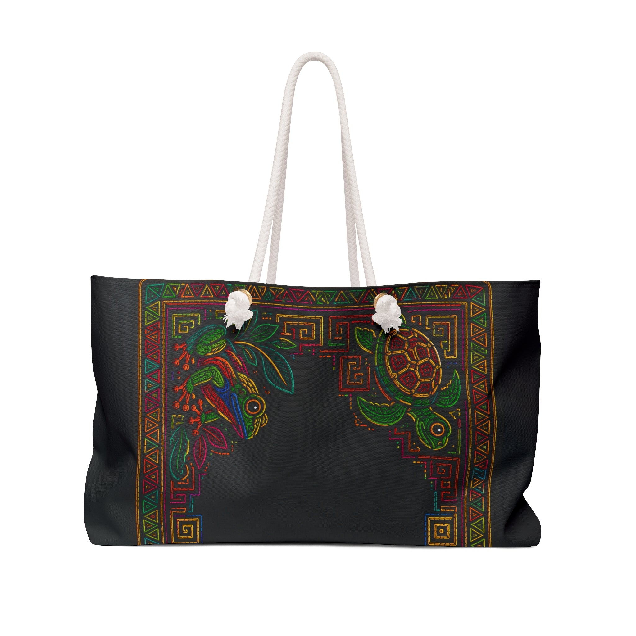 Tropical Parrot & Turtle Weekender Bag — Boho Beach Travel Tote